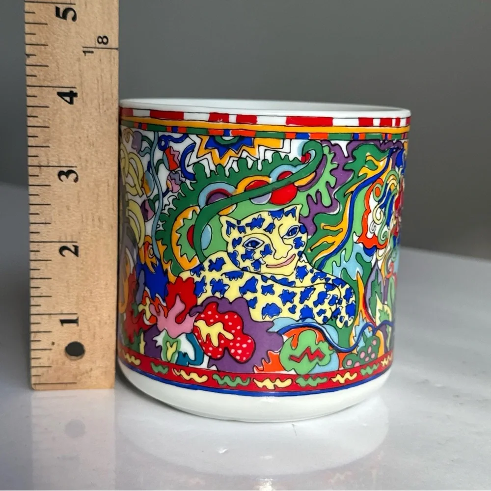 Vintage‎ 1970s Ceramic Yves Saint Laurent Rive Gauche Vanity Jar NO LID Abstract